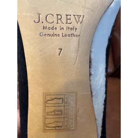 J.Crew Dulci Calf Hair Kitten Heels 7 Made in Italy Black White Pointed Toe - Picture 8 of 12
